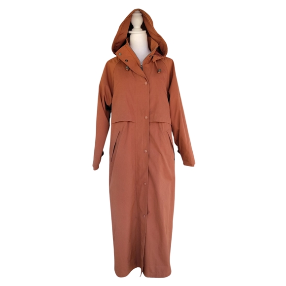 L.L. Bean Rust Orange Chore Trenchcoat Zip In Wool Lining Size Petite Small - Picture 1 of 9